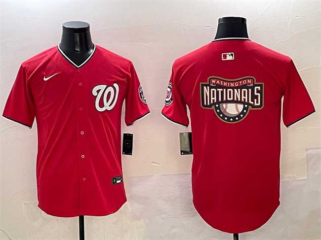 Mens Washington Nationals Team Big Logo Red Limited Stitched Jersey